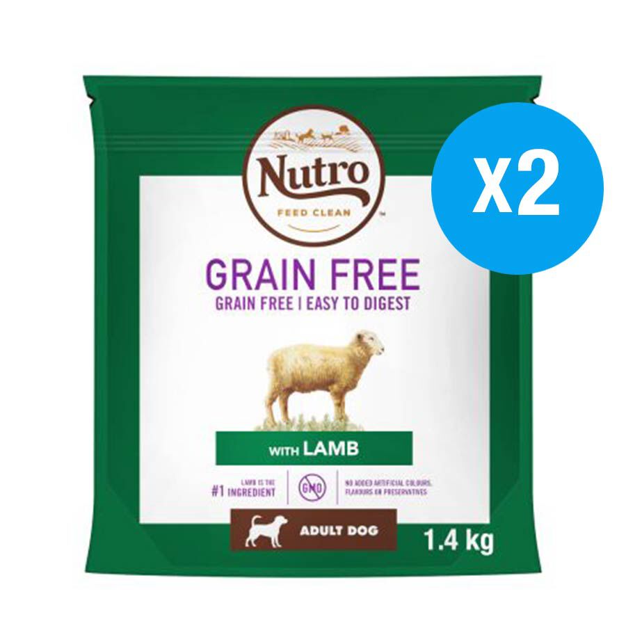 Nutro Adult DOG Medium Dry Food Grain Free with Lamb 1.4KG (Set of 2