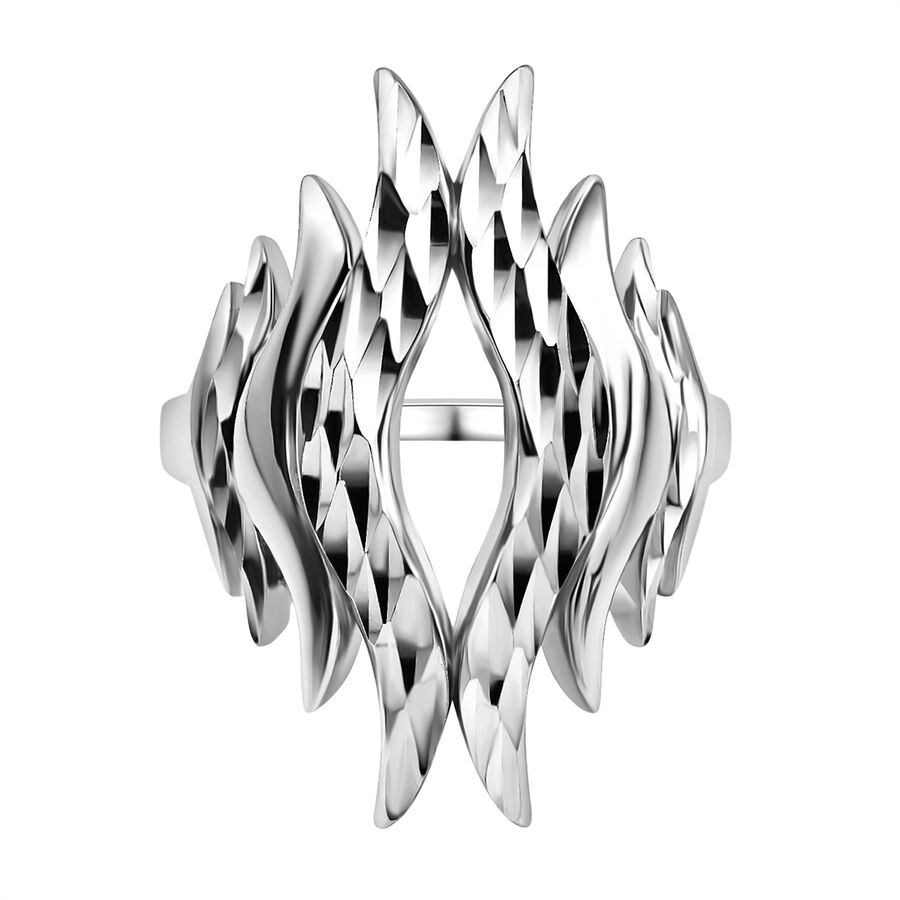 Lucy Q Flame Collection - Platinum Overlay Sterling Silver Ring, Silver Wt. 7.00 Gms