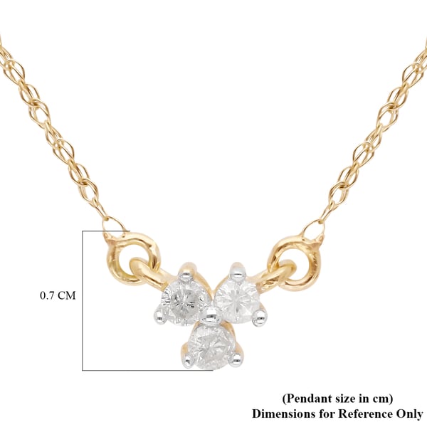 9K Yellow Gold SGL Certified Diamond (Rnd) (I3/G-H) Necklace (Size 18) 0.10 Ct.