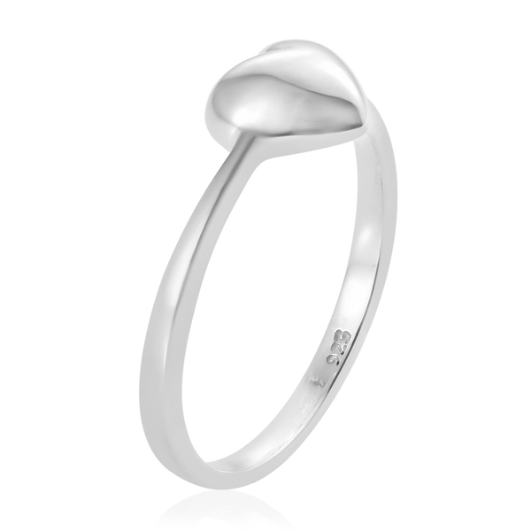 Platinum Overlay Sterling Silver Mini Heart Promise Ring