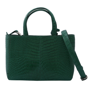 RIVER Genuine Crocodile Leather Bag with Zipper Closure - Brown