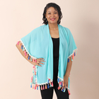 JOVIE Chiffon Kimono in Multicolour Tassel with V Shape Neck (Size 90x70 Cm) - Mint