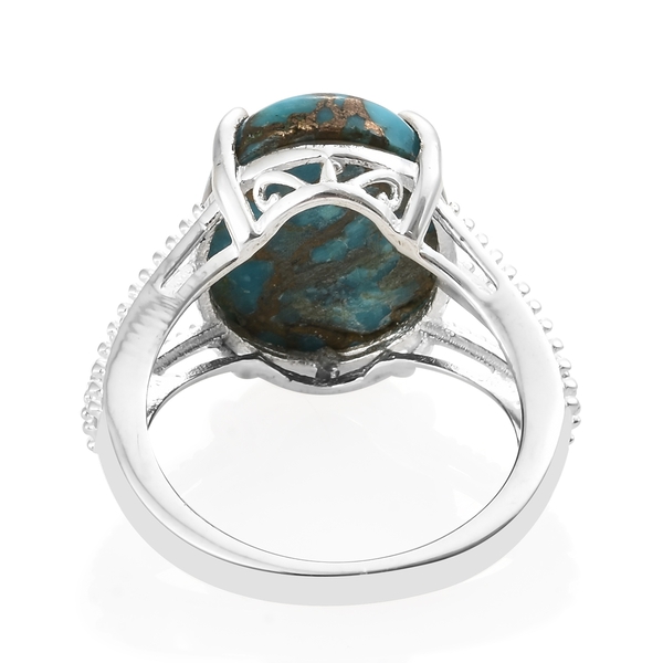 Mojave Blue Turquoise (Ovl) Ring in Sterling Silver 11.000 Ct. Silver wt 3.21 Gms.