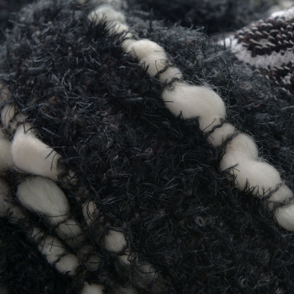 Black and White Colour Winter Scarf with Fringes (Size 175x45 Cm)