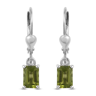 Hebei Peridot Lever Back Earrings in Platinum Overlay Sterling Silver 2.00 Ct.