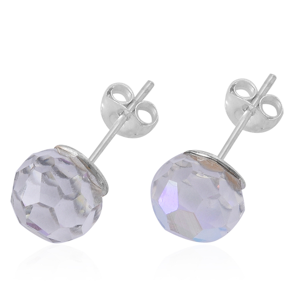 AB Mystic Colour Faceted AAA Austrian Crystal (Rnd 8MM) Stud Earrings (with Push Back) in Sterling Silver 8.000 Ct.