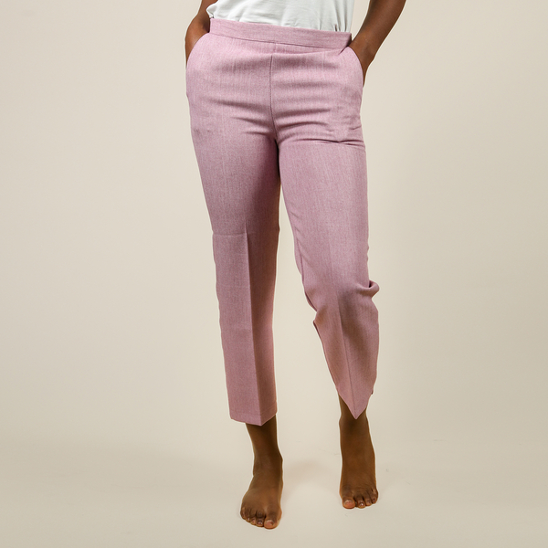 Emma Half Elasticated Comfortable Summer Trousers in Pink (Size 12) Inside Length 63.5 Cm