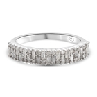 Diamond Half Eternity Ring (Size N) in Platinum Overlay Sterling Silver 0.48 Ct.