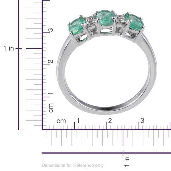 ILIANA 18K White Gold Boyaca Colombian Emerald (Ovl), Diamond (SI/G-H) Ring 1.350 Ct.