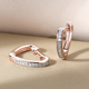 Diamond Heart Hoop Earrings in Vermeil Rose Gold Overlay Sterling Silver 0.15 Ct.