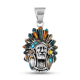 Santa Fe Collection - Spiny Turquoise Pendant in Sterling Silver