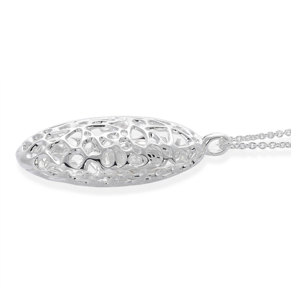 RACHEL GALLEY Sterling Silver Charmed Pebble Locket Necklace (Size 30), Silver wt 28.33 Gms.