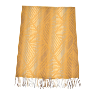 Stripe Pattern Dual-Tone Knitted Scarf - Beige