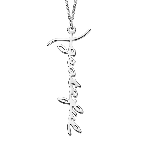 Personalised Cross Name Necklace in Silver, Size 20"