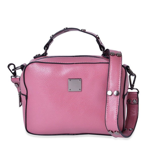 Pink Colour Crossbody Bag with External Zipper Pocket and Removable Shoulder Strap (Size 20X15X7.5 C
