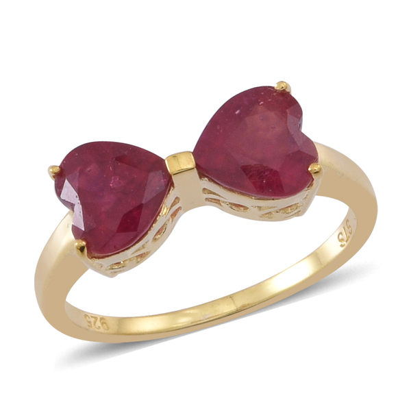African Ruby (Hrt) Bow Ring in 14K Gold Overlay Sterling Silver 3.500 Ct.