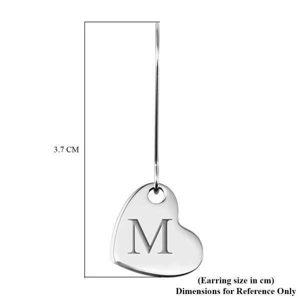 Personalised Engravable Heart Drop Earrings in Silver Tone