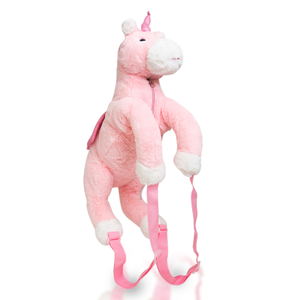 Plush Unicorn Backpack - Pink