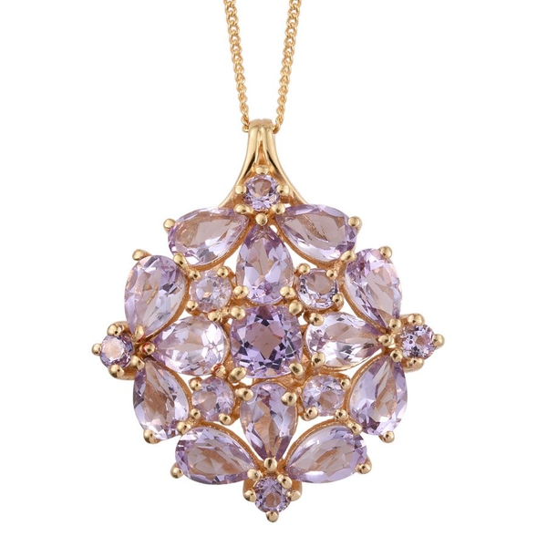 Rose De France Amethyst (Cush) Cluster Pendant With Chain in 14K Gold Overlay Sterling Silver 5.500 