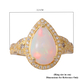 Ethiopian Welo Opal (Pear), Natural Cambodian Zircon and Champagne Diamond Ring in Yellow Gold Overlay Sterling Silver 3.56 Ct.