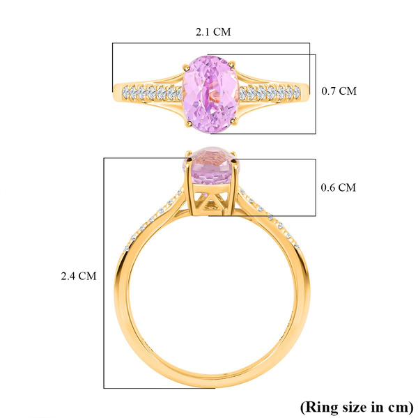 18K Yellow Gold AAAA Patroke Kunzite and Diamond (SI) Ring 1.76 Ct