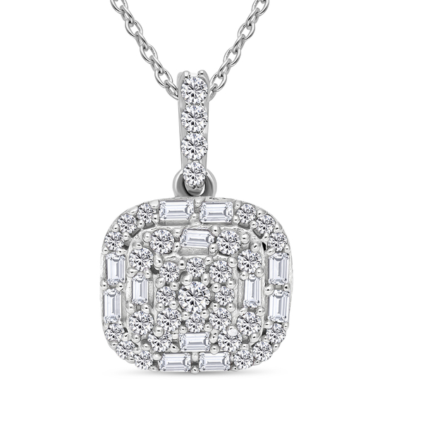 Diamond Cluster Pendant in Sterling Silver 0.50 Ct.