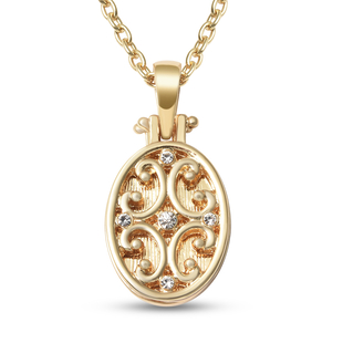 White Austrian Crystal Pendant With Chain (Size - 24 With 2 Inch Extender) in Yellow Gold Tone