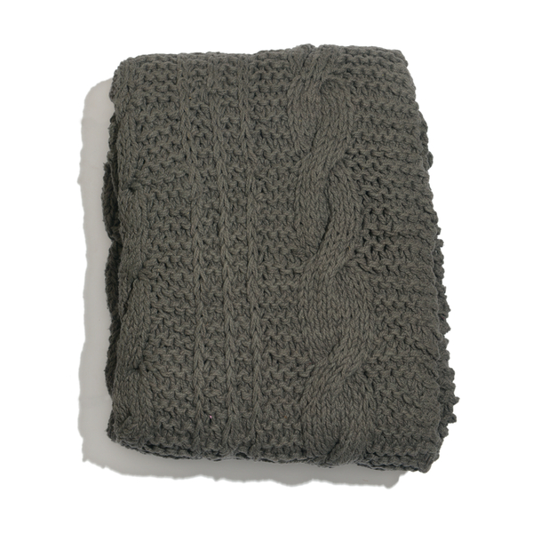 Cable Knit Pattern Dark Grey Colour Throw