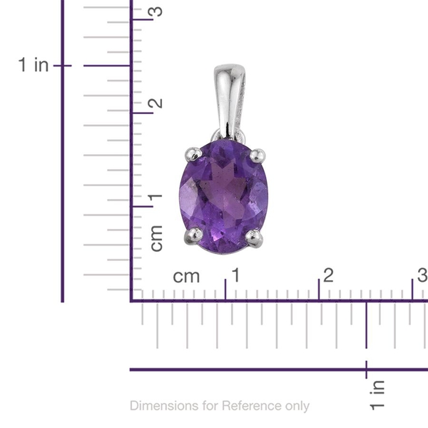 African Amethyst (Ovl) Solitaire Pendant and Stud Earrings (with Push Back) in Platinum Overlay Sterling Silver 4.750 Ct.