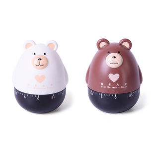 Set of 2 Bear Timers - White and Brown