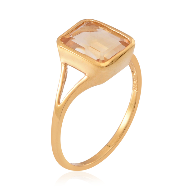 Citrine (Oct) Solitaire Ring in 14K Gold Overlay Sterling Silver 3.000 Ct.