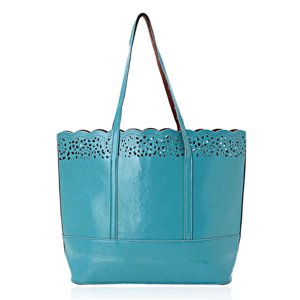 DOD of 31st Aug - Turquoise Colour Laser Cut Work Tote Bag (Size 17x4.5x12.6 inch)