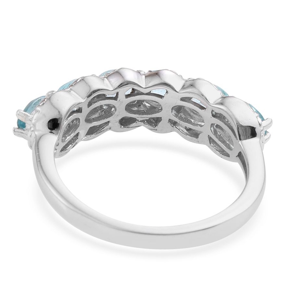 Paraibe Apatite (Ovl) Half Eternity Ring in Platinum Overlay Sterling Silver 1.000 Ct.