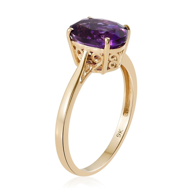 9K Y Gold AAA Moroccan Amethyst (Ovl) Solitaire Ring 3.000 Ct.