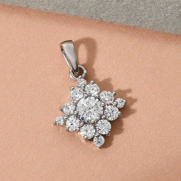 Lustro Stella Platinum Overlay Sterling Silver Pendant Made with Finest CZ 2.38 Ct.