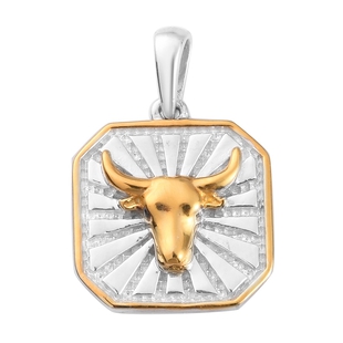 Emerald Taurus Zodiac Pendant in Yellow Gold and Platinum Overlay Sterling Silver