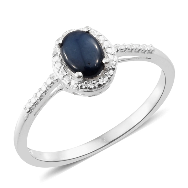Star Blue Sapphire (Ovl) Solitaire Ring in Sterling Silver 1.000 Ct.