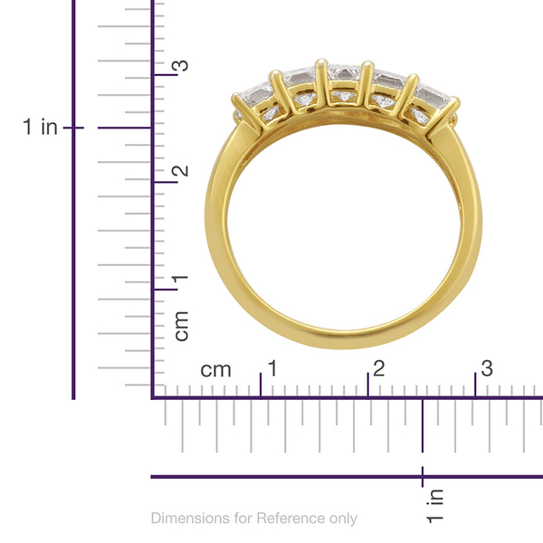 ILIANA 18K Y Gold IGI Certified Diamond (Sqr) (SI - G-H) 5 Stone Ring 1.000 Ct.