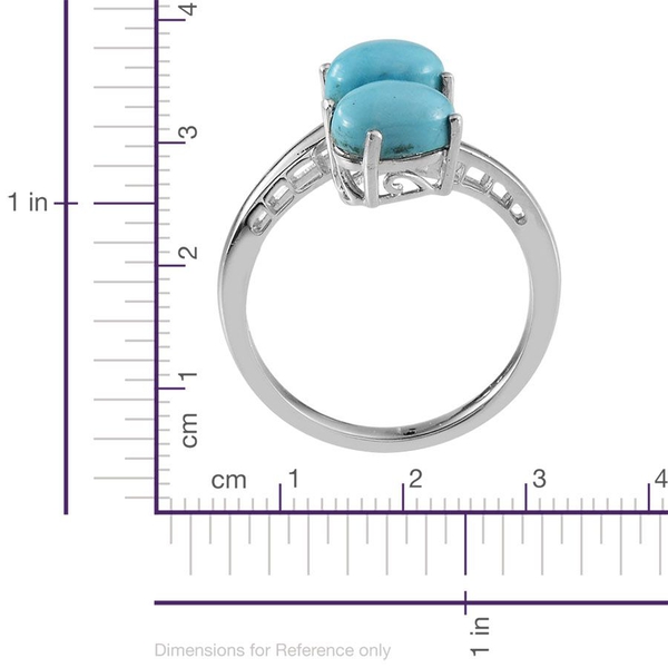 Arizona Sleeping Beauty Turquoise (Ovl) Crossover Ring in Platinum Overlay Sterling Silver 2.000 Ct.