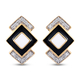 GP Art Deco Collection - Natural Cambodian Zircon and Blue Sapphire Enamelled Earrings in 14K Gold O