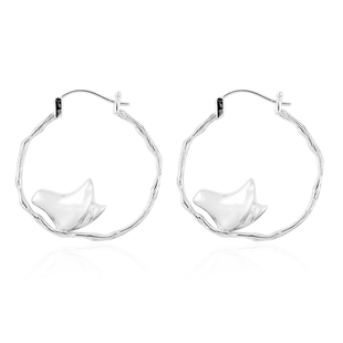 Isabella Liu - Butterfly Reborn Collection - Rhodium Overlay Sterling Silver Hoop Earrings (with Clasp)