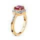 African Ruby (Oct 6x6mm), Natural Cambodian Zircon Ring in 14K Gold Overlay Sterling Silver 2.30 Ct.