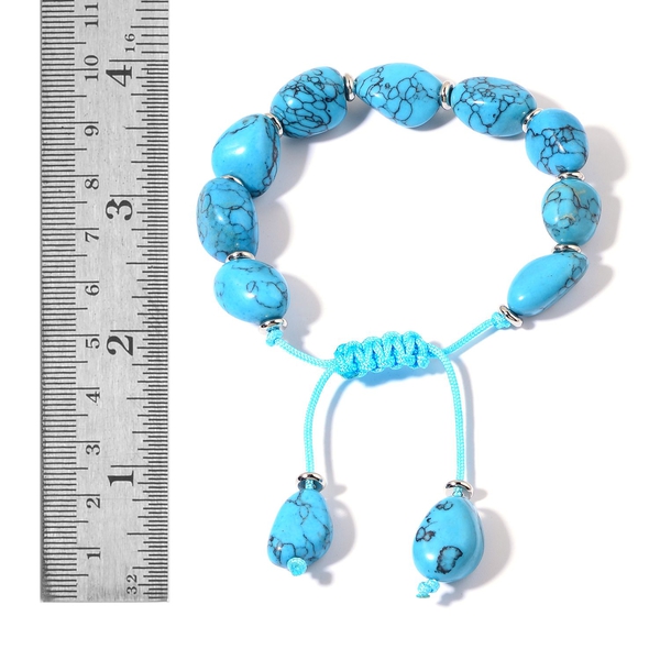 Blue Howlite Adjustable Bracelet (Size 7.5) in Silver Tone 150.000 Ct.