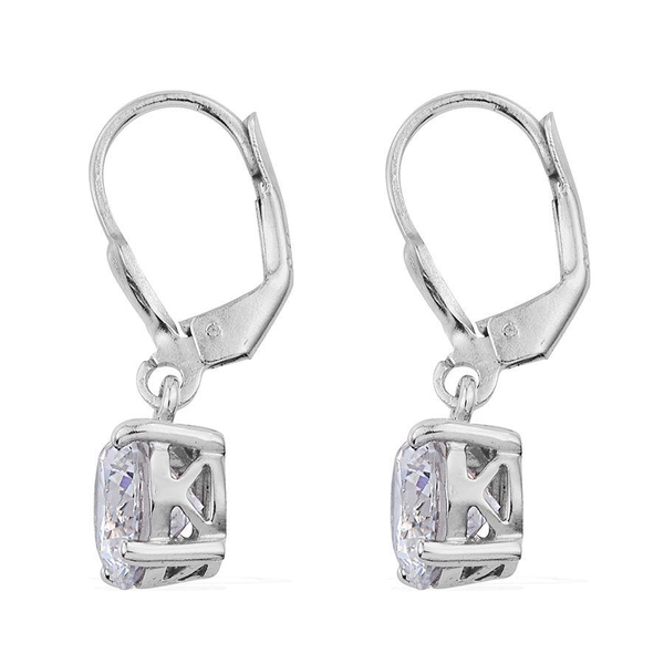 Lustro Stella - Platinum Overlay Sterling Silver (Rnd) Earrings Made with Finest CZ