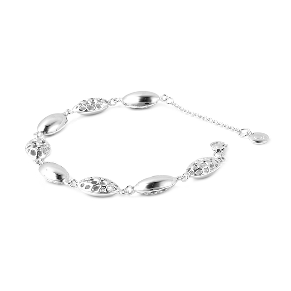 RACHEL GALLEY Pebble Collection -  Rhodium Overlay Sterling Silver Pebble Lattice Bracelet (Size 8 including Extender), Silver wt 11.62 Gms.