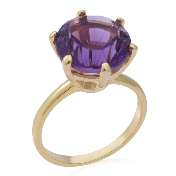 Lusaka Amethyst Solitaire Ring in 14K Gold Overlay Sterling Silver.