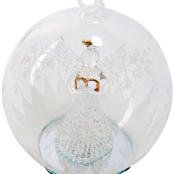 Home Decor - Christmas Angel Theme Glass Ball with Colourful LED Lights Inside