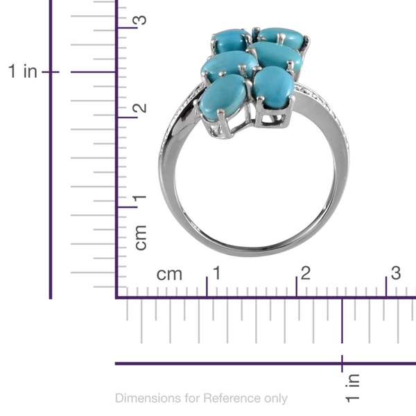 Arizona Sleeping Beauty Turquoise (Ovl), Diamond Ring in Platinum Overlay Sterling Silver 4.010 Ct.