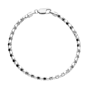 JCK Vegas Collection Sterling Silver Round Mirror Bracelet (Size 8) With Lobster Clasp, Silver Wt 4.