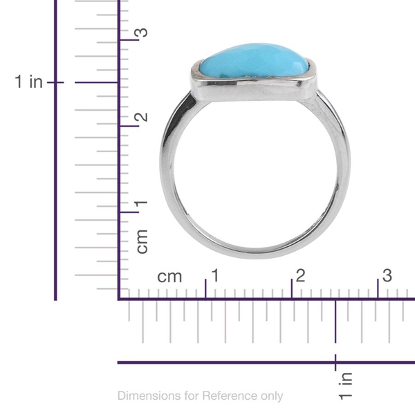 Arizona Sleeping Beauty Turquoise (Cush) Solitaire Ring in Platinum Overlay Sterling Silver 5.250 Ct.